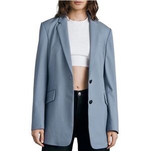 rag & bone Size 10 Charles Twill Blazer Prairie Blue 2 Button Jacket $625 Career
